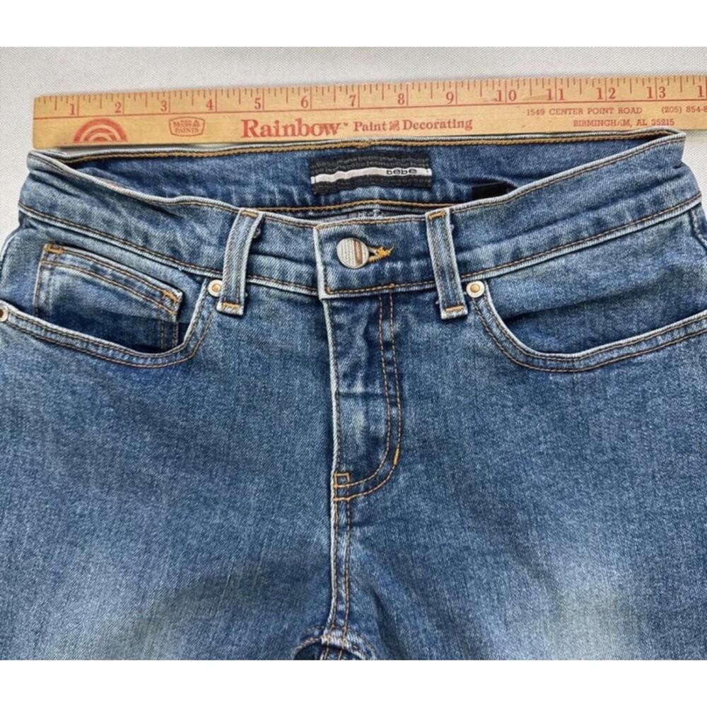 Bebe Jeans Size 28 Made in USA Low Rise Flare Bootcut Denim Y2K - Picture 4 of 7